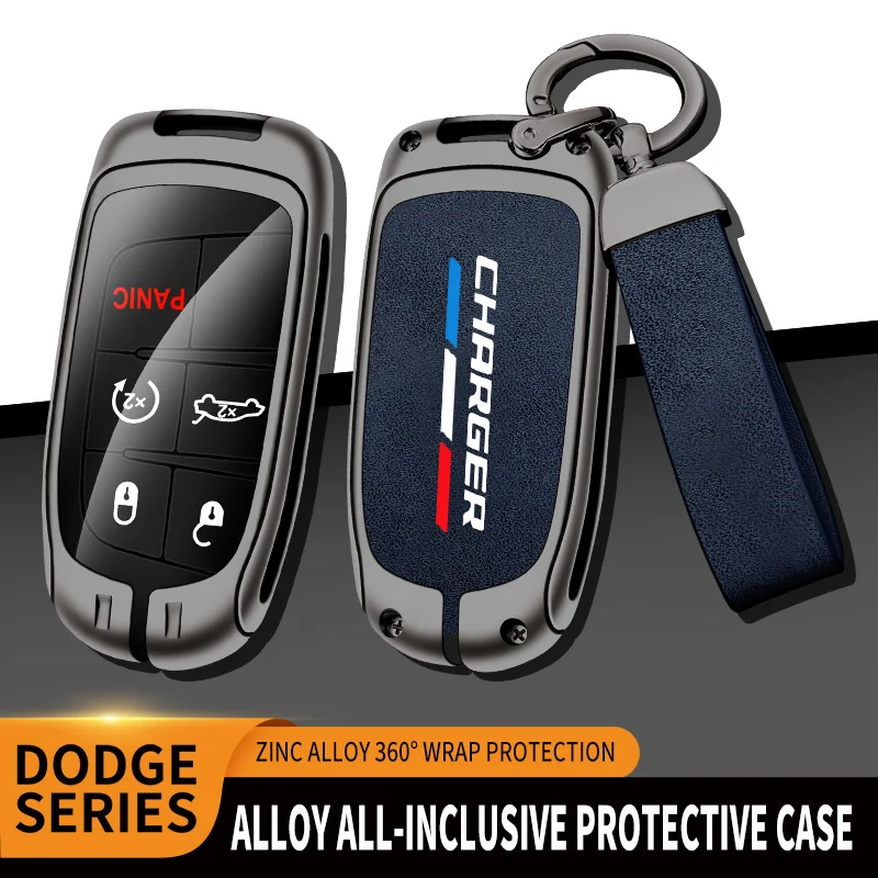 

New Auto TPU Zinc Alloy Key Case Bag For Dodge CHARGER Logo Car Key Chain Car Metal Key Shell Interior Decoration Accessories
