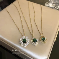 lovoacc classic multi styles bling cz stone rhinestone pendant necklace for women pearls titanium steel chokers necklaces 2022