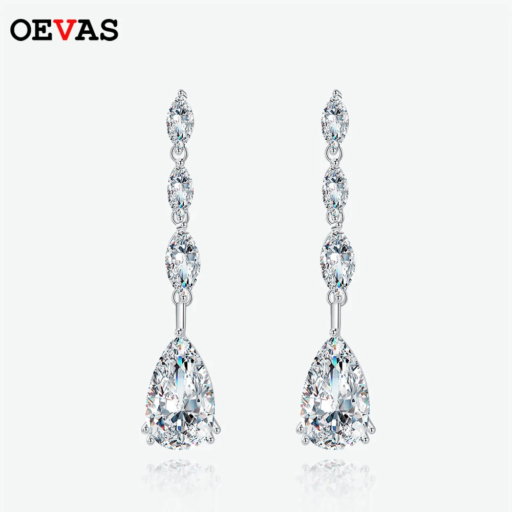 

OEVAS 100% 925 Висячие серьги из серебра 925 пробы сверкающие высокоуглеродистые бриллианты в форме капли воды Свадебная вечеринка ювелирные изделия для невесты