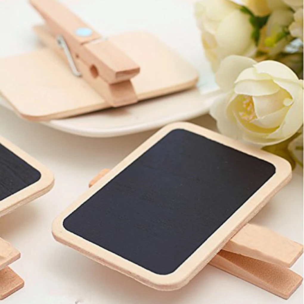 

10pcs Mini Wooden Blackboard Clamps Note Retangle Chalkboard Clip Tag Message Board for Wedding Party Paper Photo DIY