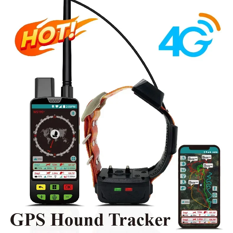 Фото Водонепроницаемый GPS-трекер для домашних животных 2026ESEEK с Wi-Fi и 4G, ошейник для отслеживания охотничьих собак №1