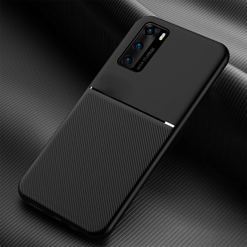 

Leather Car Stand Case For Huawei P20 P30 P40 Lite Mate 10 20 30 40 Pro Phone Cover Soft PU Back Shell Black Red