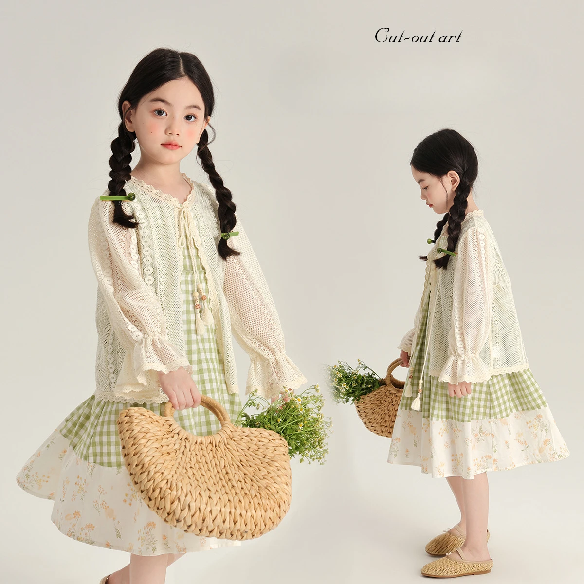 Детский кардиган с рукавами-фонариками на шнуровке