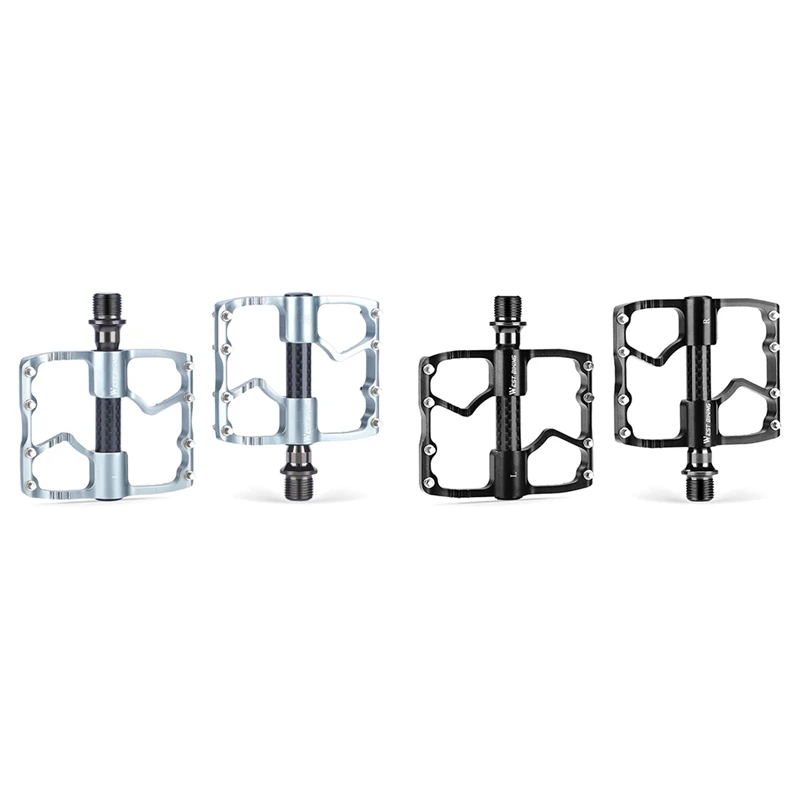 

WEST BIKING Carbon Fiber Sleeve Pedal Riding Road Bike 3 Bearing Pedal Riding Equipment Titanium