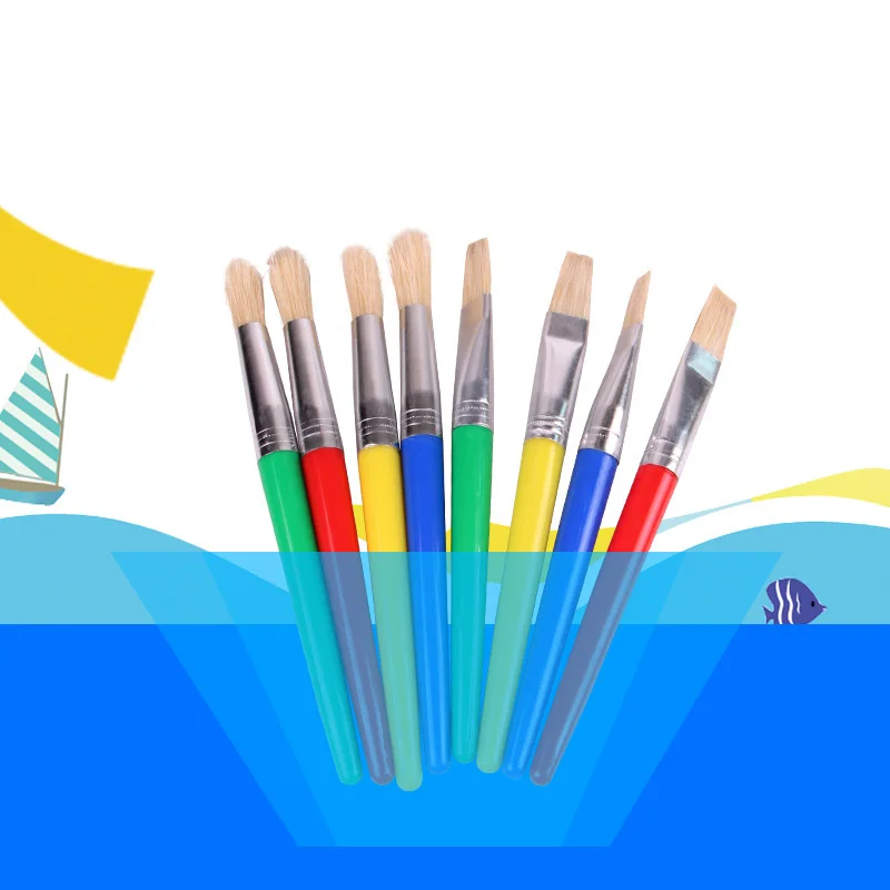 

Candy Color Plastic Handel Paint Brush Bristel Brushes For Children Oil Watercolor Painting Graffiti School Office Supply