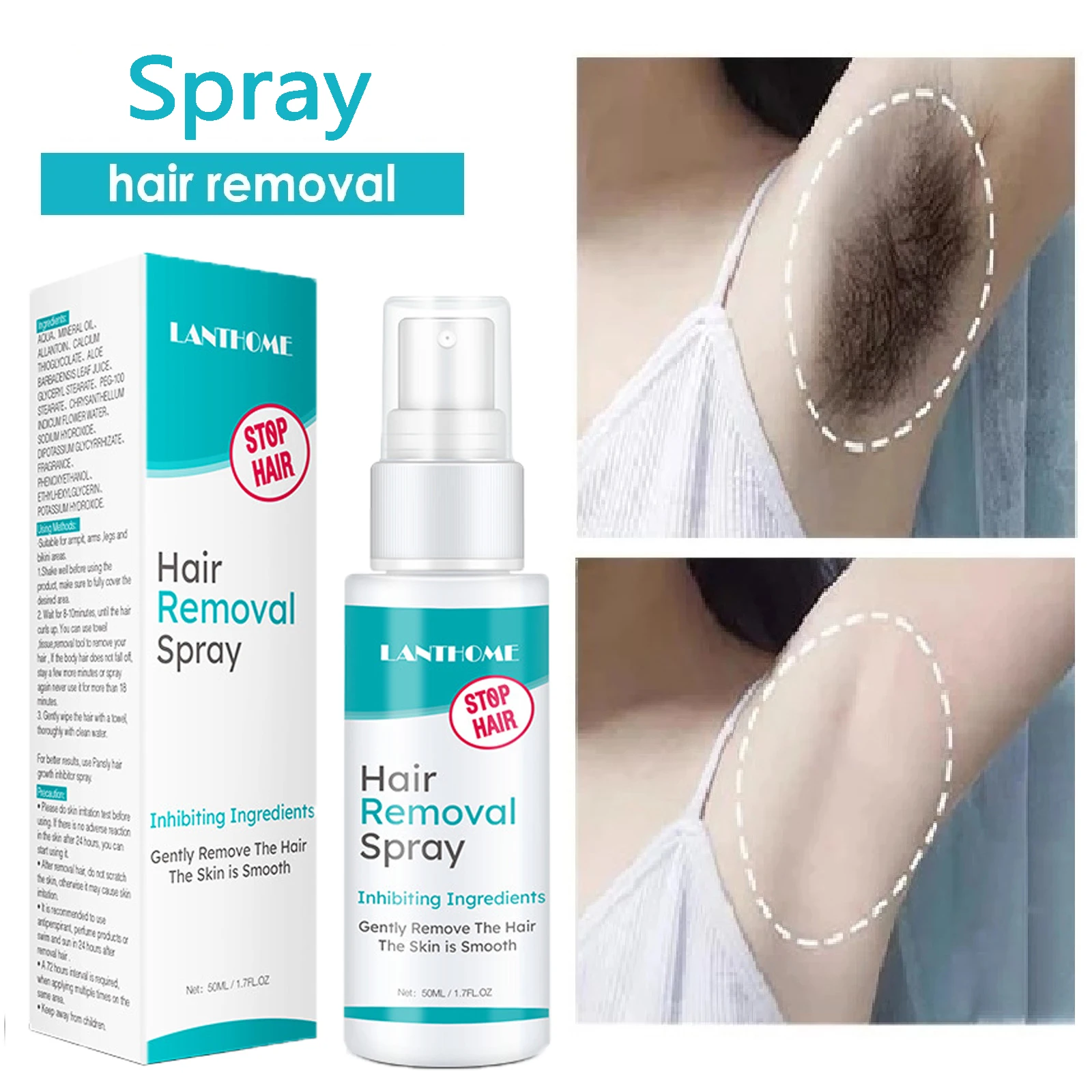 Hair Removal Spray Hair Growth Inhibitor Natural Painless Permanent Depilatory Cream For Women Men Whole Body Depilatory Product