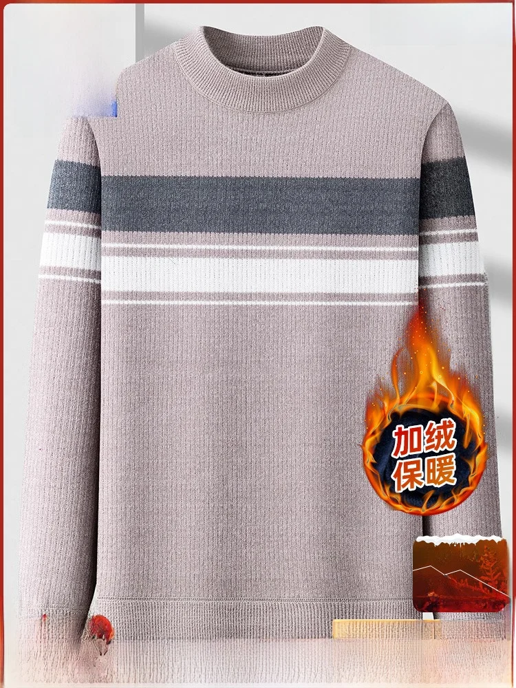 [Теплый] Мужской повседневный вязаный свитер Romon с круглым вырезом новинка зимы