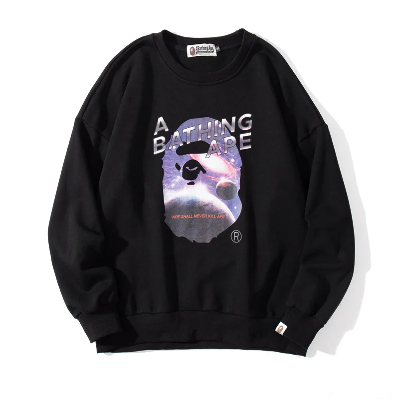 

A BATHING APE BAPE ASIA Size starry sky night scene print male and female couples wear large size loose pullover sweatshirt
