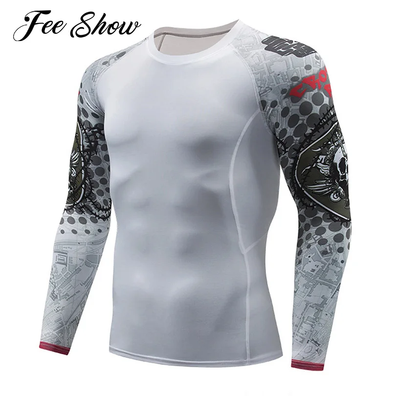 

Men Quickly Dry Running T-shirts Compression Gym Fitness Tops Fashion Long Sleeve Rash Guard T-shirt Moisture-Wicking Sportswear