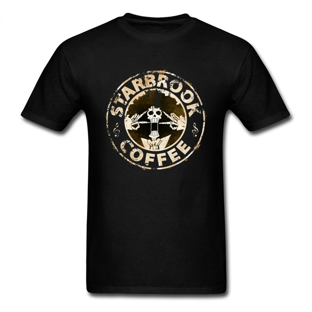 

One Piece T Shirt Pirate King Tshirt Men Starbrook Coffee Grunge Art T-shirt Japan Anime Soul Skull Brook Tops Luffy Zoro Tees