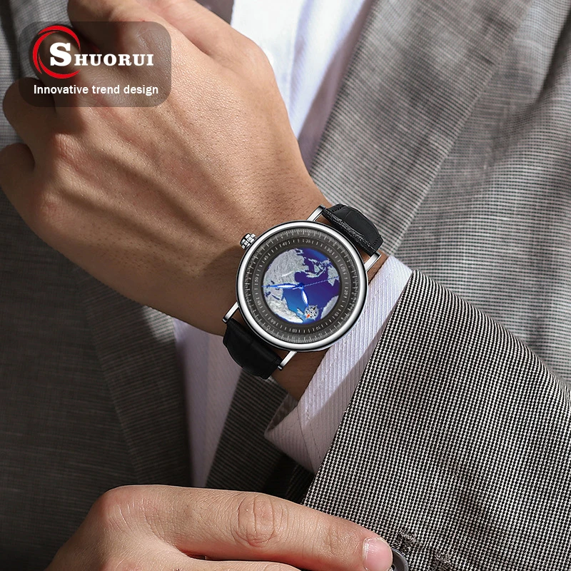 Часы наручные SHUORUI Мужские кварцевые модные деловые повседневные роскошные