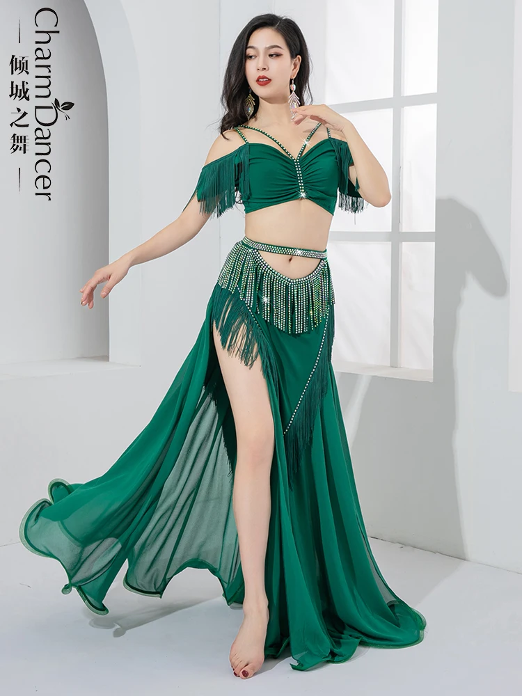 Оригинальный костюм для танца живота тренировочный с юбкой высокой талией и