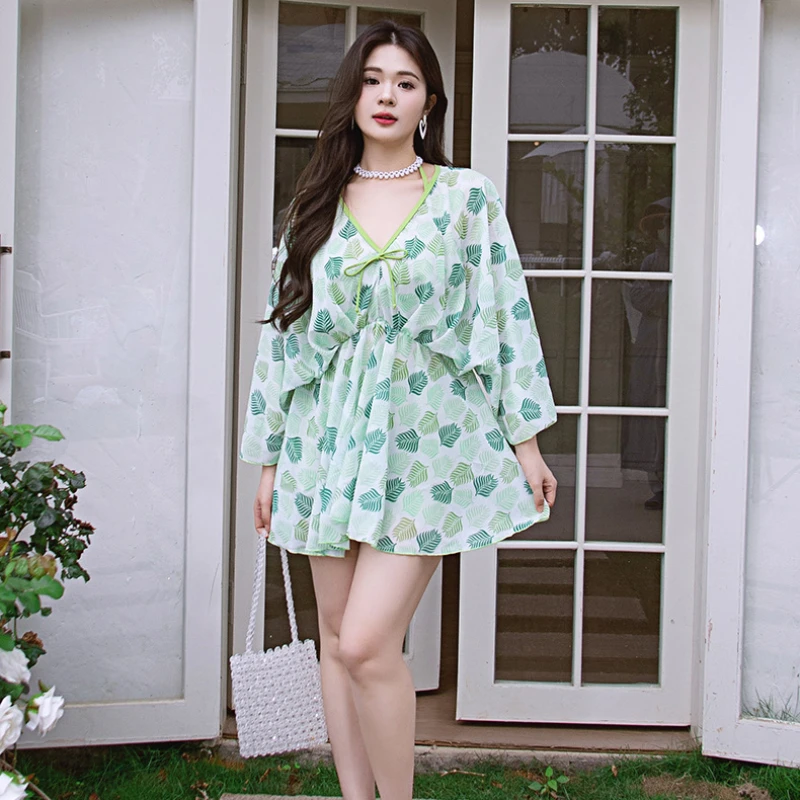 Модный женский купальник-бикини в стиле Ins с принтом и лямкой на шее эстетичные