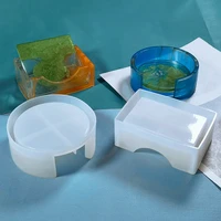 creative coaster resin mold square cup pad mold diy coaster storage box resin mold handmade crystal coasters casting molds 2022