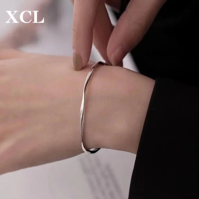 

Модный серебристый Блестящий скрученный Тонкий браслет для любви для женщин в простом стиле Y2k, роскошная бижутерия, дружба, подарок