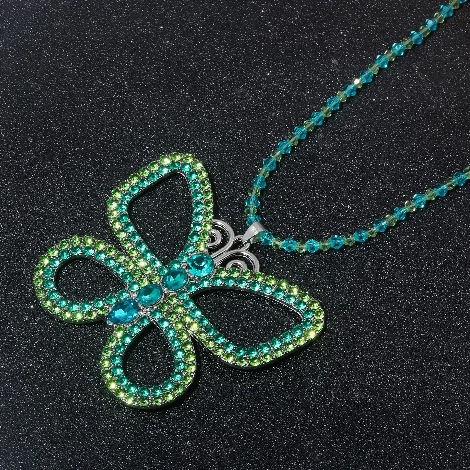 Зеленый большой бант для девочек кулон с драгоценными камнями преувеличенное