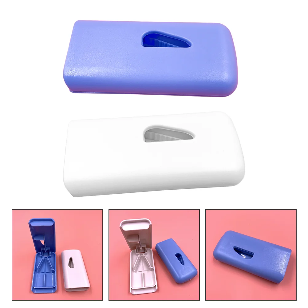 

2pcs Plastic Pills Splitter Rectangular Pills Cutter Box Durable Pills Case