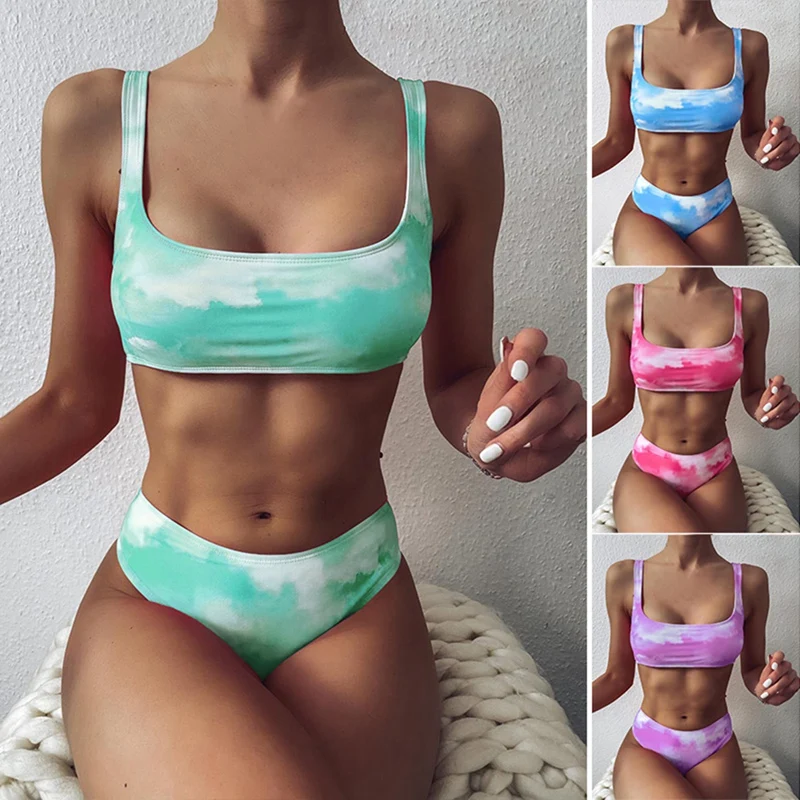 

Bikini Swimsuit Women Bikini Set Push Up Swimwear 2 Pieces Tie Dye Swim Suit Separate Swimming Suit