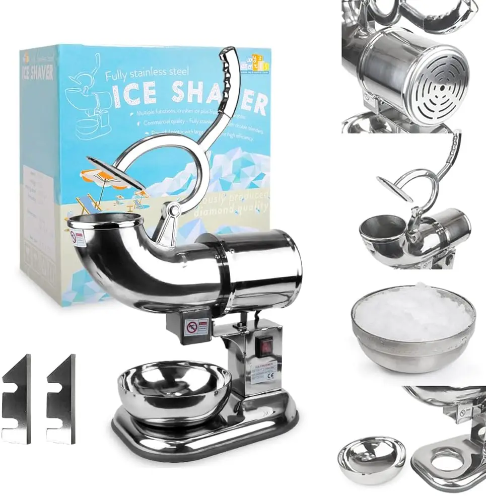 

Stainless Steel Commercial Ice Shaver Heavy Duty - Snow Cone Shaved Icee Maker Machine