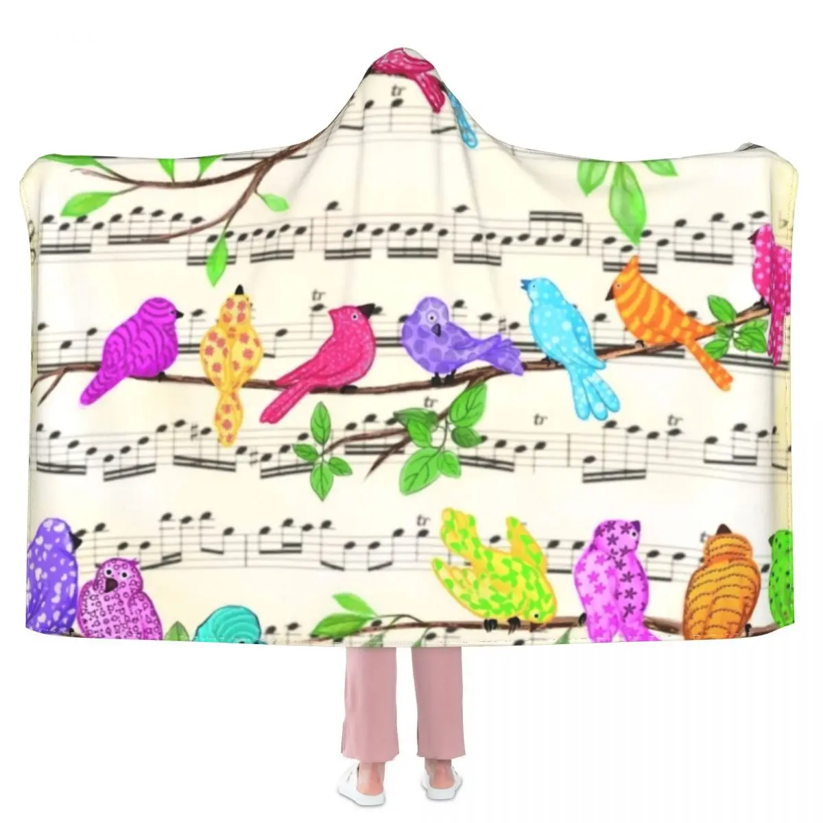 

Музыкальное одеяло с птицами, супермягкое модное покрывало с капюшоном и цветным принтом в виде попугая, забавное Флисовое одеяло для пикни...