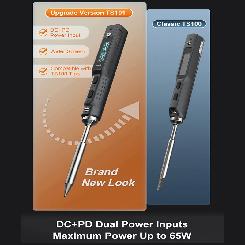 Original TS101 Soldering Iron Electric 65W Temperature Adjustable Programming TS100 Soldering Iron New Upgrade With PD Plug Kit