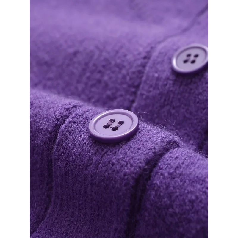 TRAF ZR укороченный кардиган с длинными рукавами уютные свитера фиолетовый