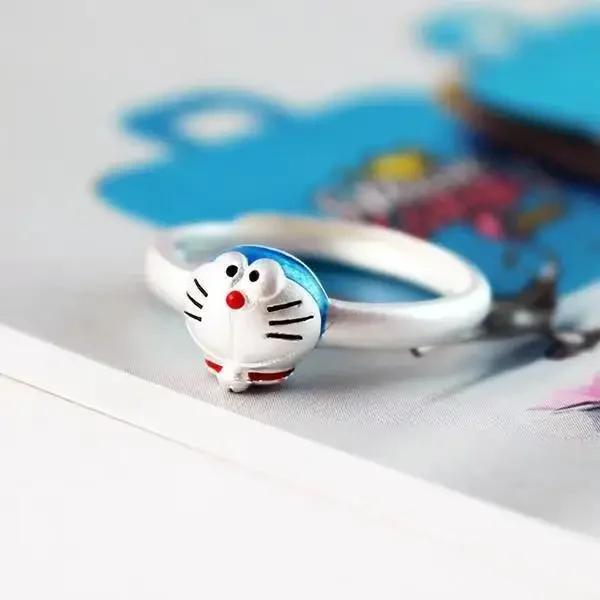 Модное гладкое Открытое кольцо с котом из мультфильма Doraemon Blue Fat Dingdang Cat