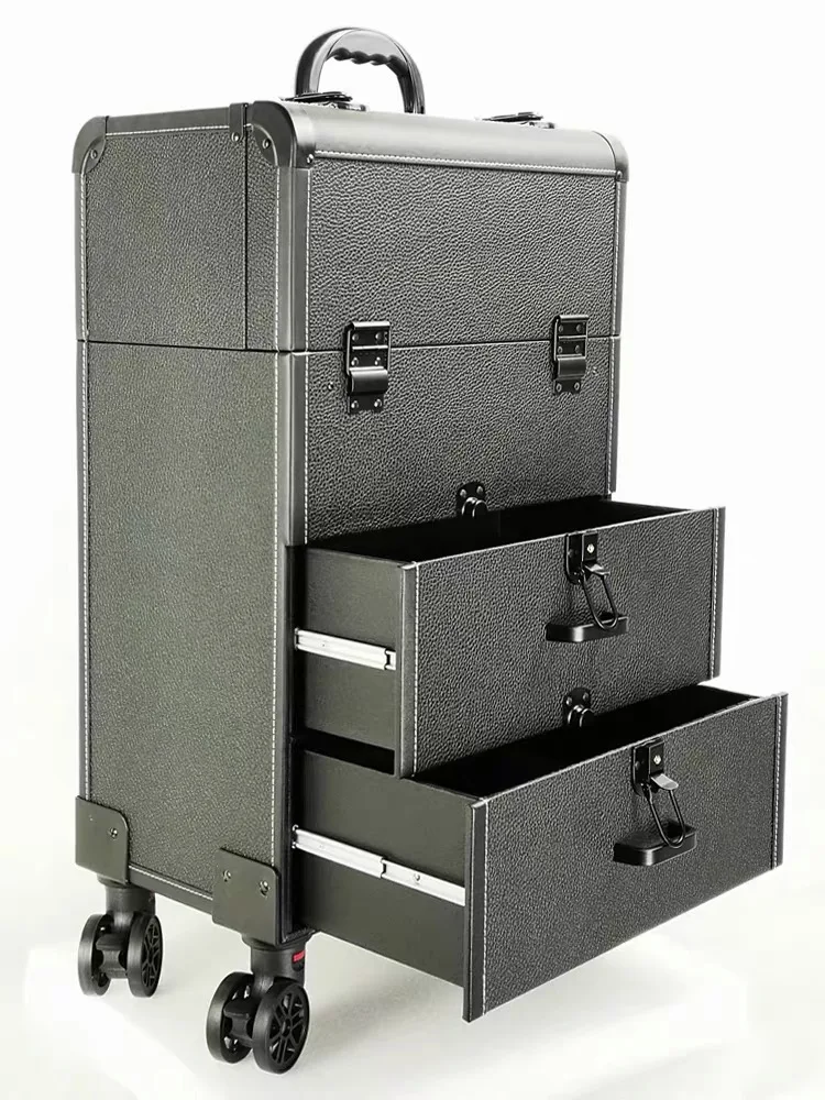 Women large capacity Trolley Cosmetic case Rolling Luggage bag,Nails Makeup Toolbox,Multi-layer Beauty Tattoo Trolley Suitcase