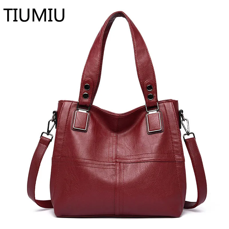 

New Luxury Brand Women Leather Handbag Genuine Leather Casual Tote Bags High Quality Soft Sheepskin Female Big Shoulder Bags