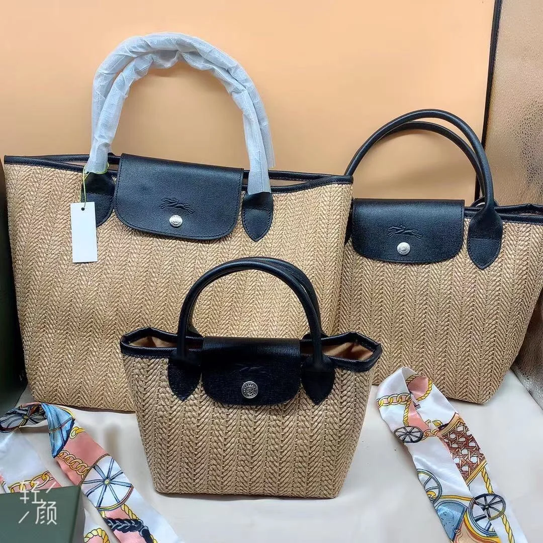 

High Quality Handbag Hemp weave Dumpling Bags Tote Bag Fashion Women Bag Folding Handbags Famous Brand Beach Bags fashion New