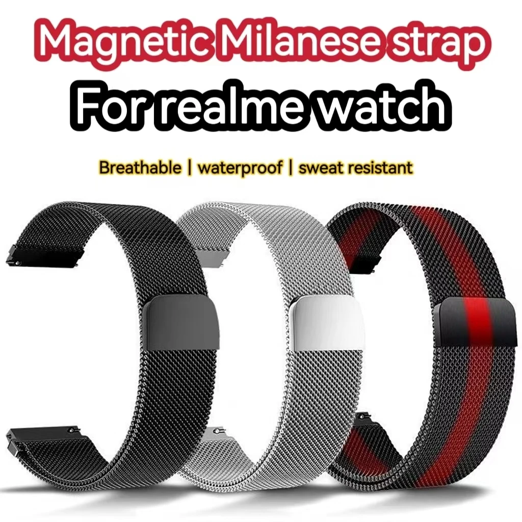 

Milanese band For realme watch2 2Pro 3Pro T1 Metal Wrist Band Watch SPro Waterproof Replacement Steel Ban