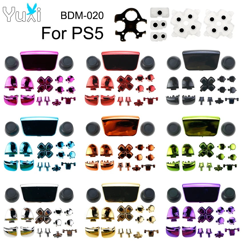 

YuXi BDM-020 V2 Buttons Set L1 R1 L2 R2 Button For PS5 Controller Thumb Stick Grip Cap D-pad Conductive Rubber For PS5 Gamepad