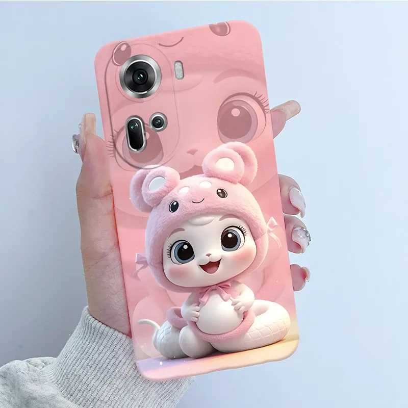 For OPPO Reno 11 Case CPH2599 Reno11 Back Cover Beautiful Flower Cartoon Silicone Soft Funda Pro 5G CPH2607 Capa
