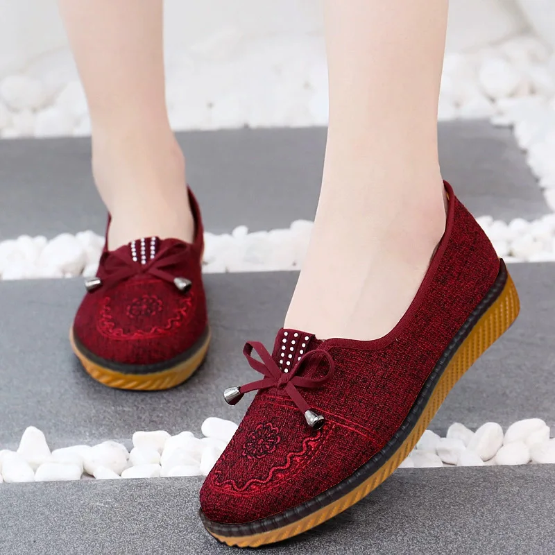 

Flat Shoes Lady Casual Women Cute Sweet Spring Slip on White Canvas Cloth Shoes Lady Comfortable Nurse Work Shoes