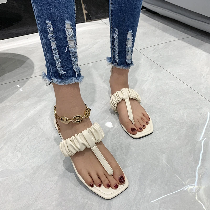 

Women Slippers ClipOn Flat Bottom Women Slippers Fashion Low Top New Candy Color Folded Outer Wear Sandals Slippers Women Summer