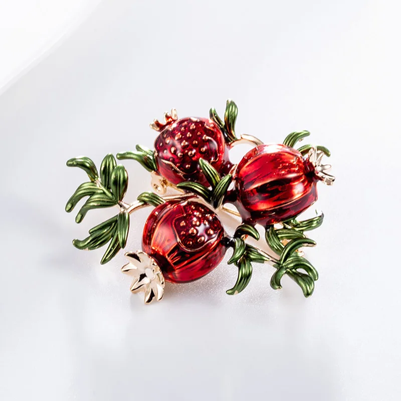 

Red Enamel Pomegranate Brooches For Women Trendy Alloy Enamel Fruits Weddings Brooch Suit Lapel Pin Clothing Scarf Badges Gifts