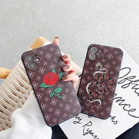 cute relief rose flower animal snake couple soft case for iphone 11 12 13 pro max 6 7 8 plus xr x xs se 2 anti drop cover fundas