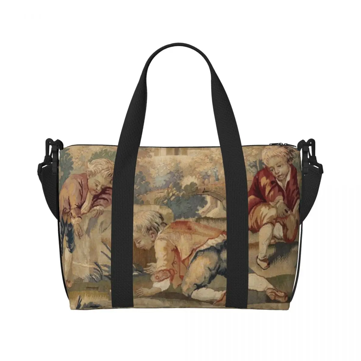 Женская большая сумка-тоут с антикварным гобеленом Aubusson на заказ вместительная