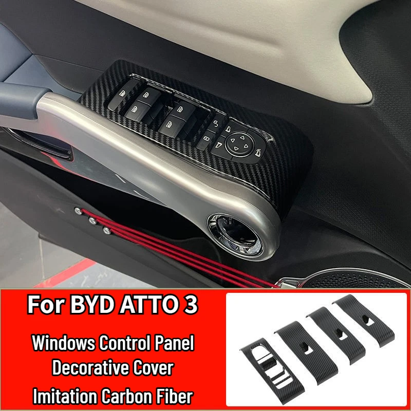 

Панель управления для BYD ATTO 3 Windows, декоративная крышка, модификация из углеродного волокна, интерьерные наклейки, отделка, автомобильные акс...