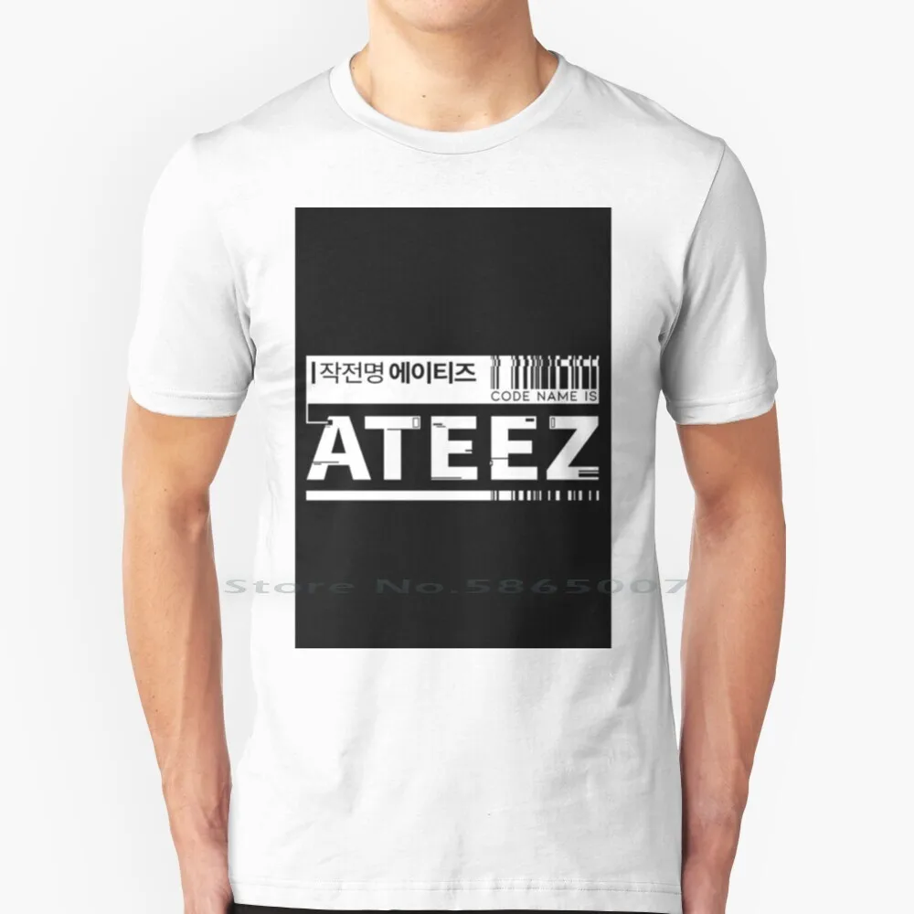 

Черная футболка Ateez с кодовым названием, 100% хлопок, Hongjoong Seonghwa Yunho Yeosang Mingi Jongho Stray Kids Nct Txt Ateez Atiny Boy