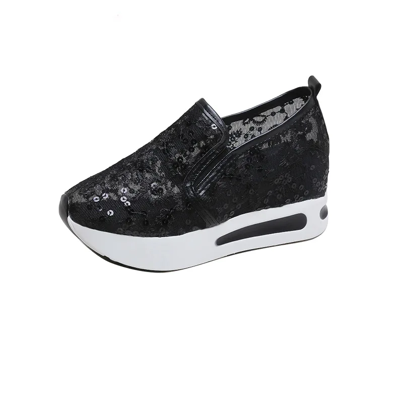 

2023 Good Quality Summer Patched Mesh Surface Breathable Casual Shoes for Women Increase Height By 6cm