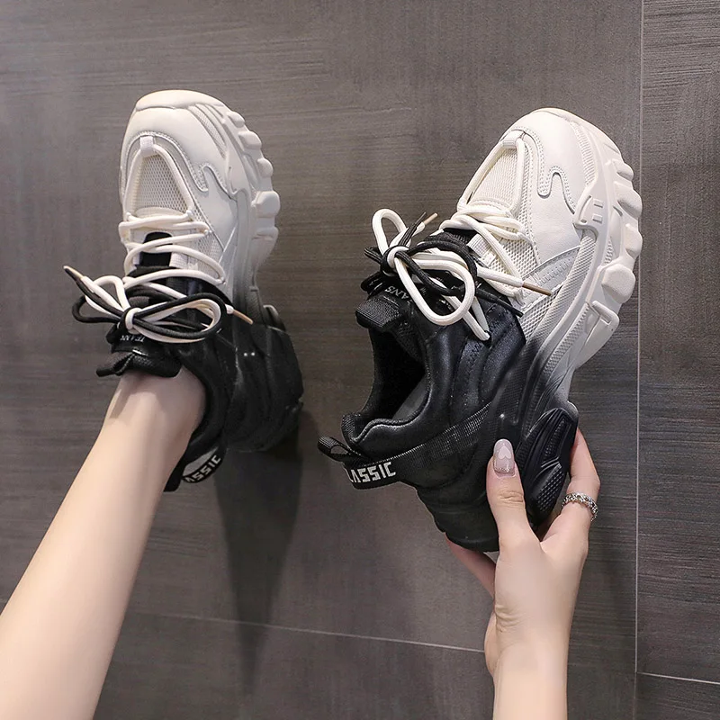 Мужские и женские спортивные туфли темно-синие кроссовки на толстой подошве из