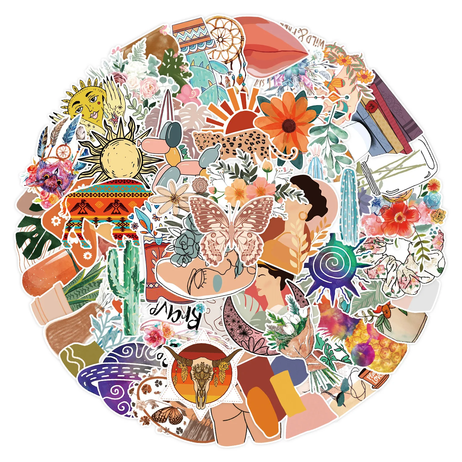 

10/30/50PCS New Trend Bohemian Style Cartoon Graffiti Graffiti Skateboard Helmet DIY PVC Children's Toy Reward Sticker Wholesale