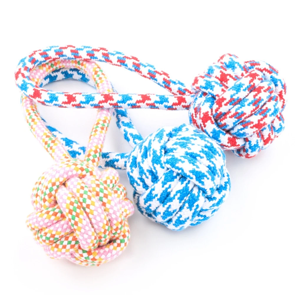 

Cotton Rope Ball Dog Chew Toy Puppy Interactive Molar Balls Pet Teeth Cleaning Rope Knot Toys Dogs Biting Palying Toy