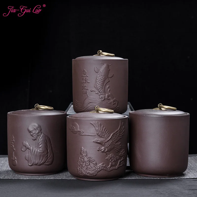 

JIA GUI LUO Purple Clay Tea Caddies canister set kitchen tea organizer tea tins tea container tea bag storage box D066