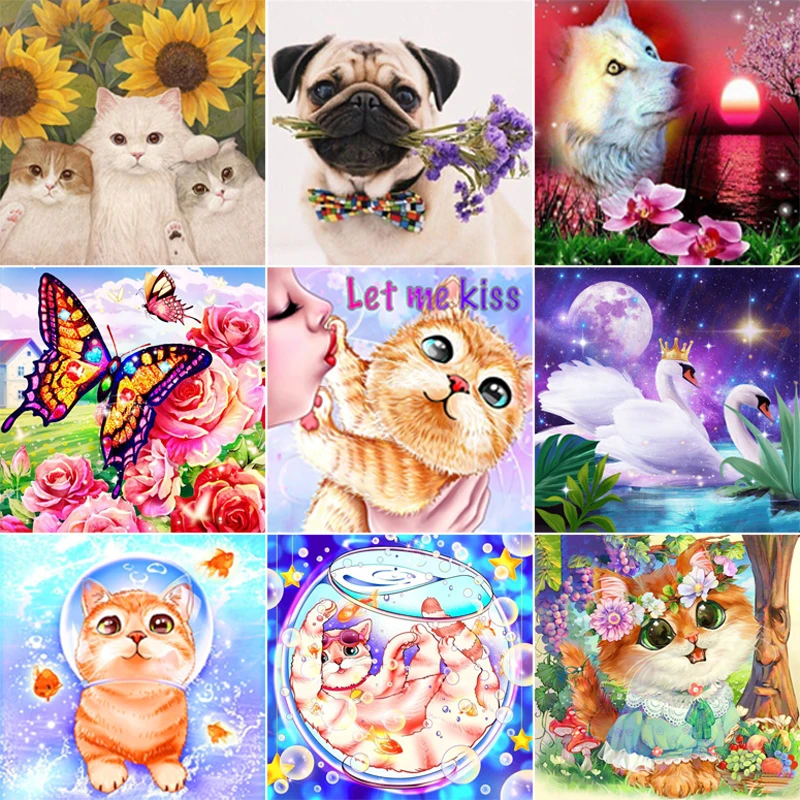 

5D DIY Diamond Painting Cat Swan Butterfly Full Square Round Diamond Embroidery Animal Mosaic Cross Stitch Kits Home Decor Gift