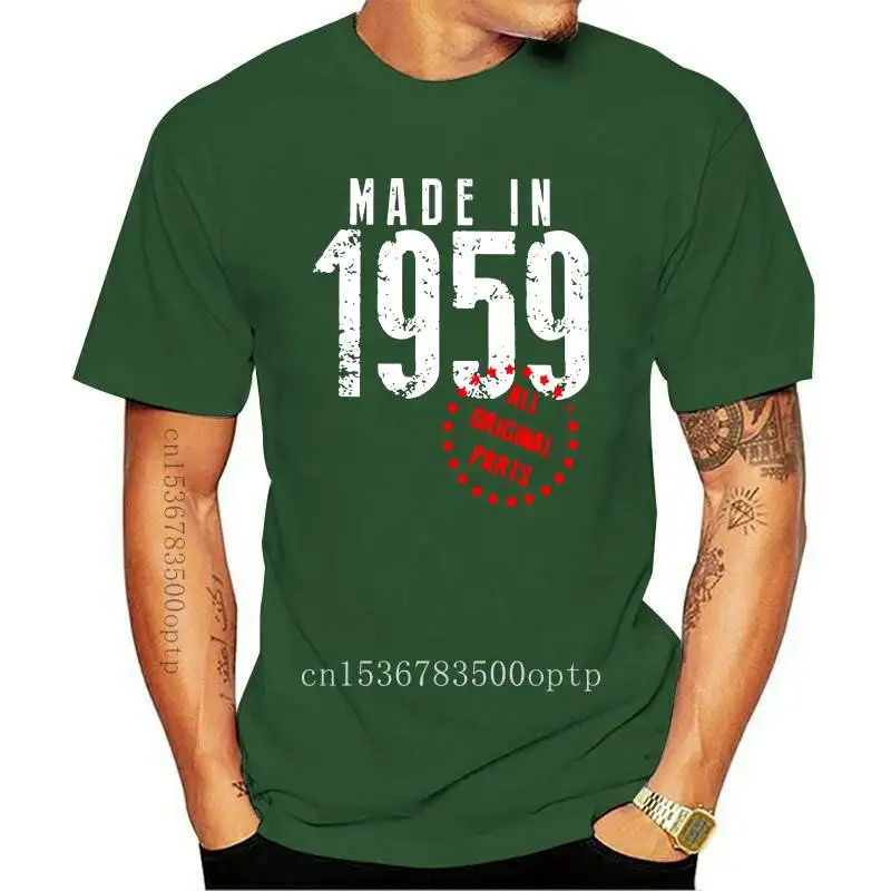 

2022 Made In 1959 All Original Parts Birthday T Shirt Anniversary Birth T-Shirts Man's Short Sleeve Tees Cotton Clothes P