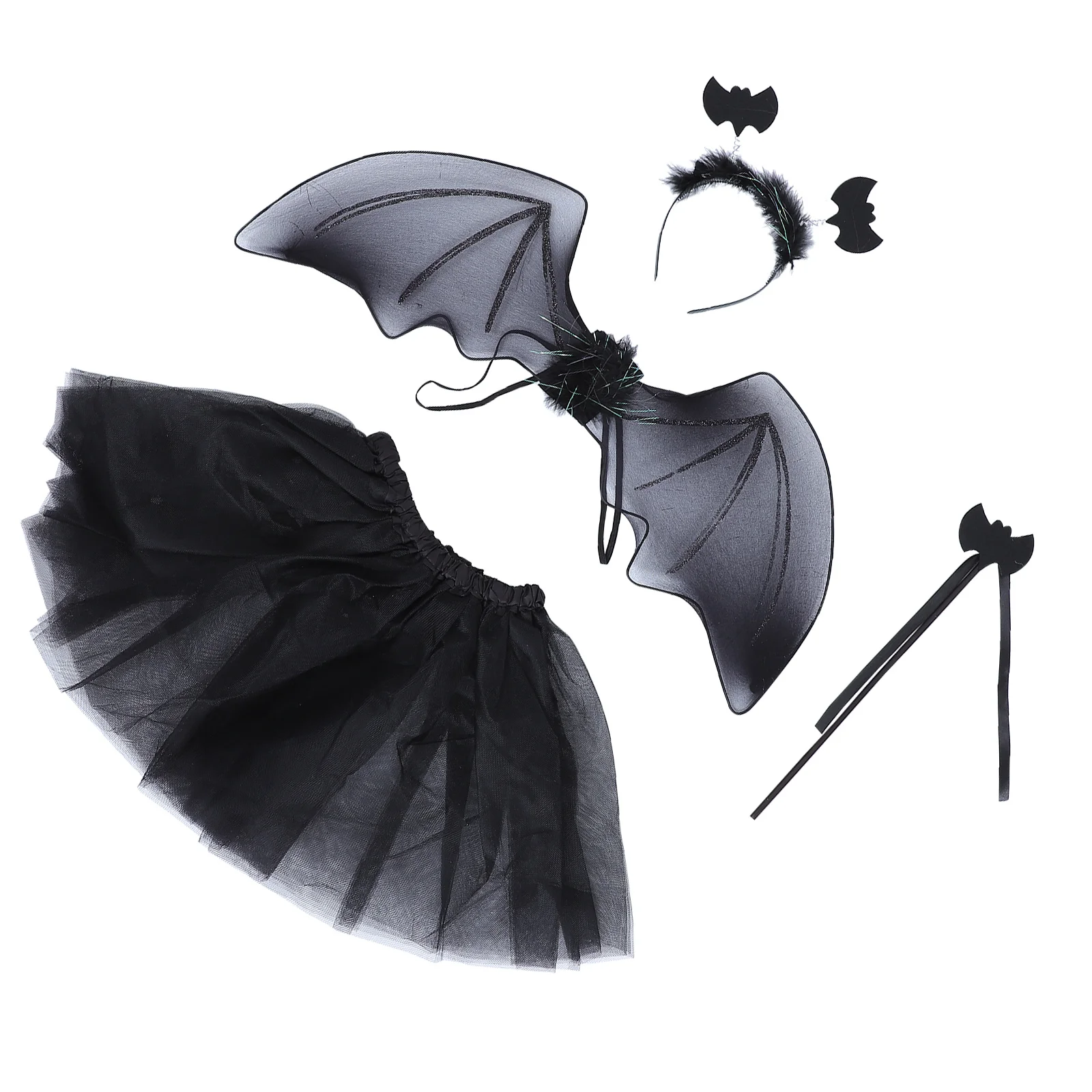 

Dress Halloween Suit Child Prom Dresses Kids Cosplay Bat Wings Silk Screen Costume Skirt