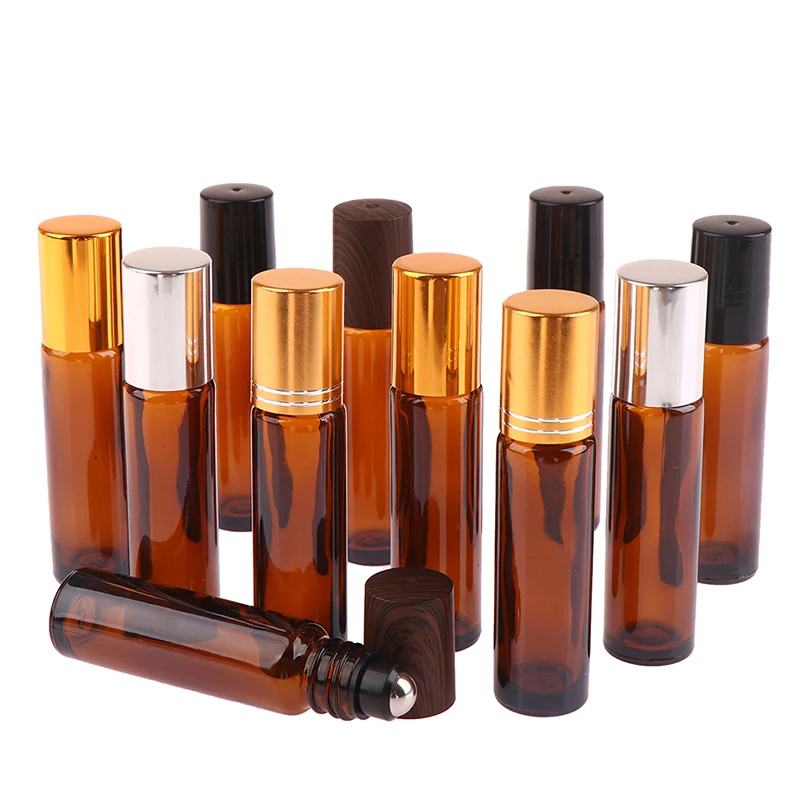 

1Pcs 10ml Essential Oil Bottle Amber Thick Glass Roller Bottle Perfume Spray Bottle Dropper Bottle Travel Sub-Bottling