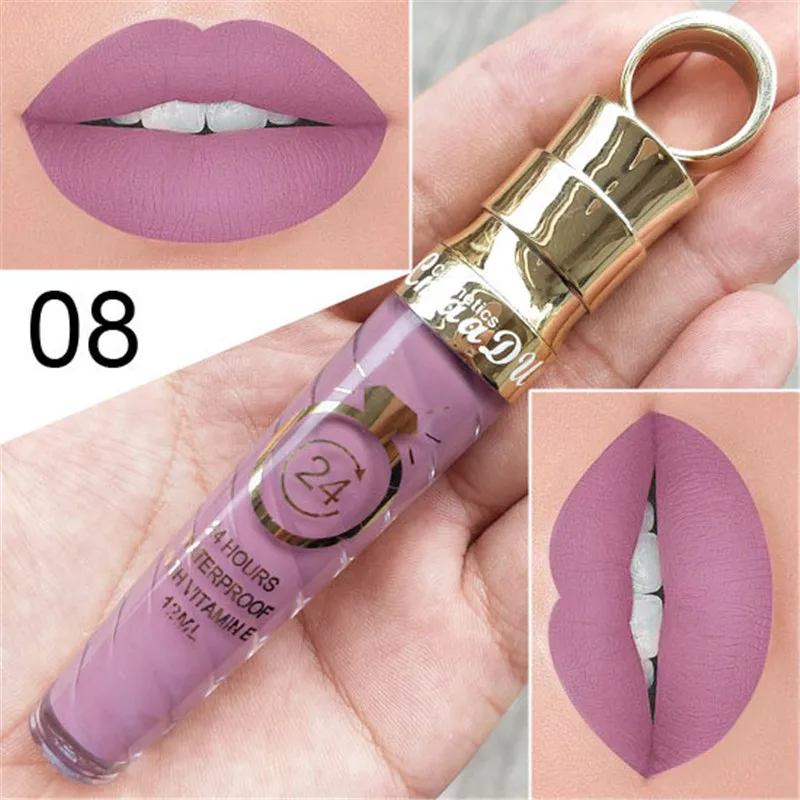 

New!!Make Up Lips Matte Liquid Lipstick Waterproof Long Lasting Sexy Pigment Nude Glitter Style Lip Gloss Beauty Red Lip Tint